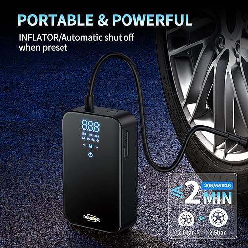 Miniatura 2 de Inflador de neumáticos, compresor de aire portátil, inflador de neumáticos inteligente de un clic con medidor de presión de neumáticos (150 PSI)