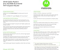 Vista 4 de Motorola Combo de router WiFi de módem MG7700 con potenciador de potencia Aprobado por Comcast Xfinity, Cox y Spectrum para planes de cable