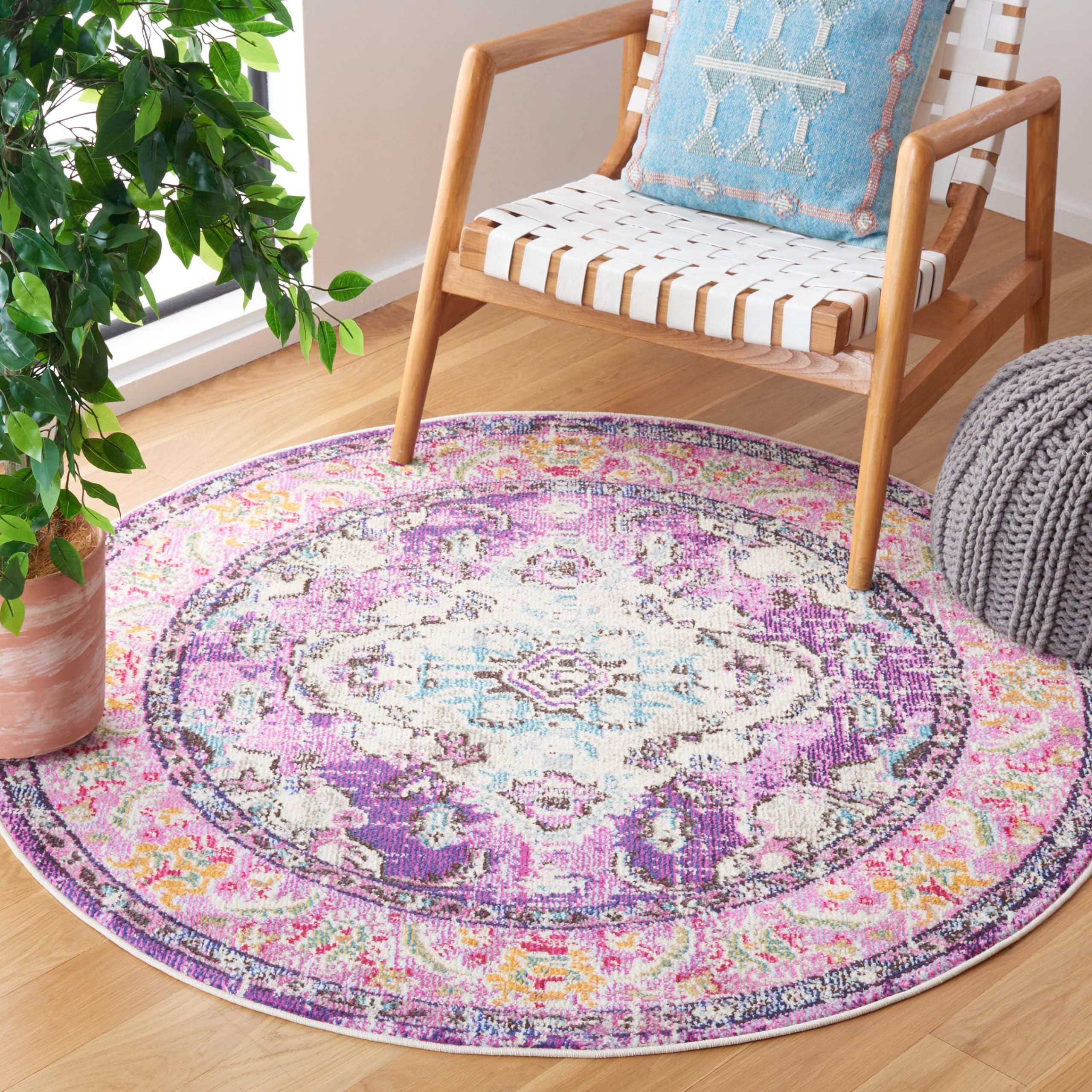 Tapis Boho Safavieh Monaco violet et bleu clair 122x122 cm pour salon