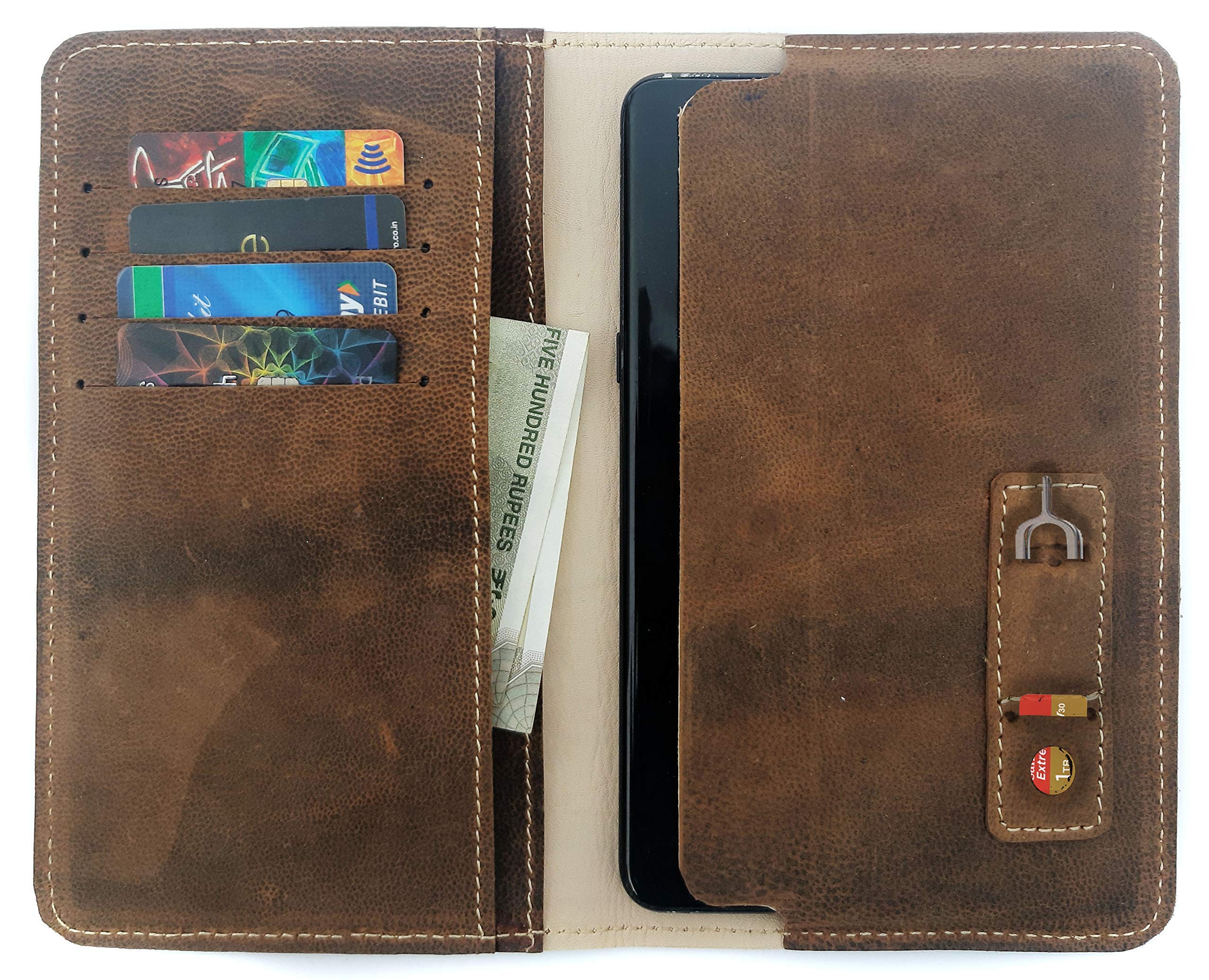 Chalk Factory Natural Leather Premium Designer Mobile Case, Pouch for vivo X Fold 3 Pro Mobile Phone : FLD Brown