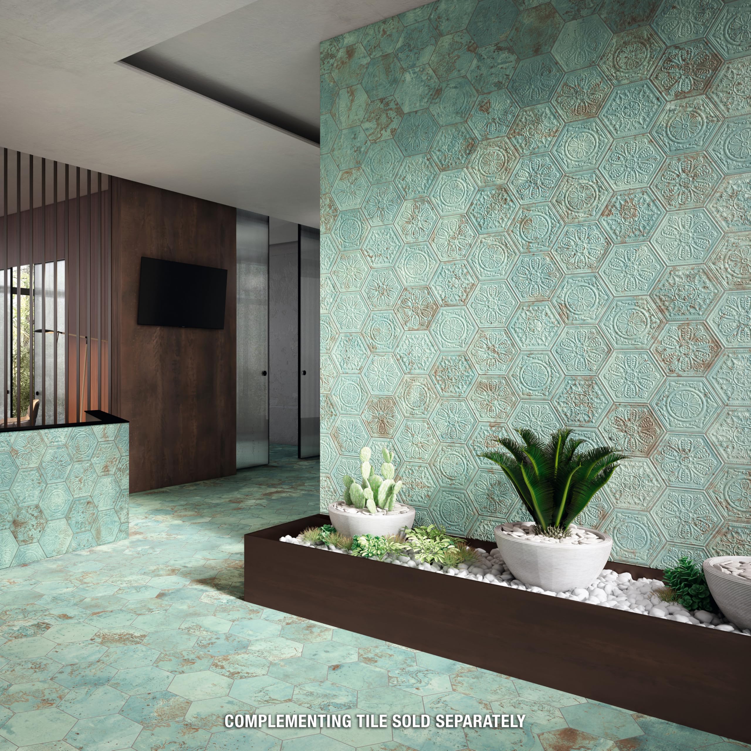 Amazon.co.jp: SomerTile FAV12XZGRD 亜鉛六角グリーン装飾 9-7/8