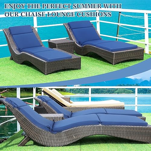 Miniatura 7 de Preboun Juego de 2 cojines para tumbonas de piscina al aire libre para muebles de exterior, patio, cojín de repuesto para silla de tela exterior,