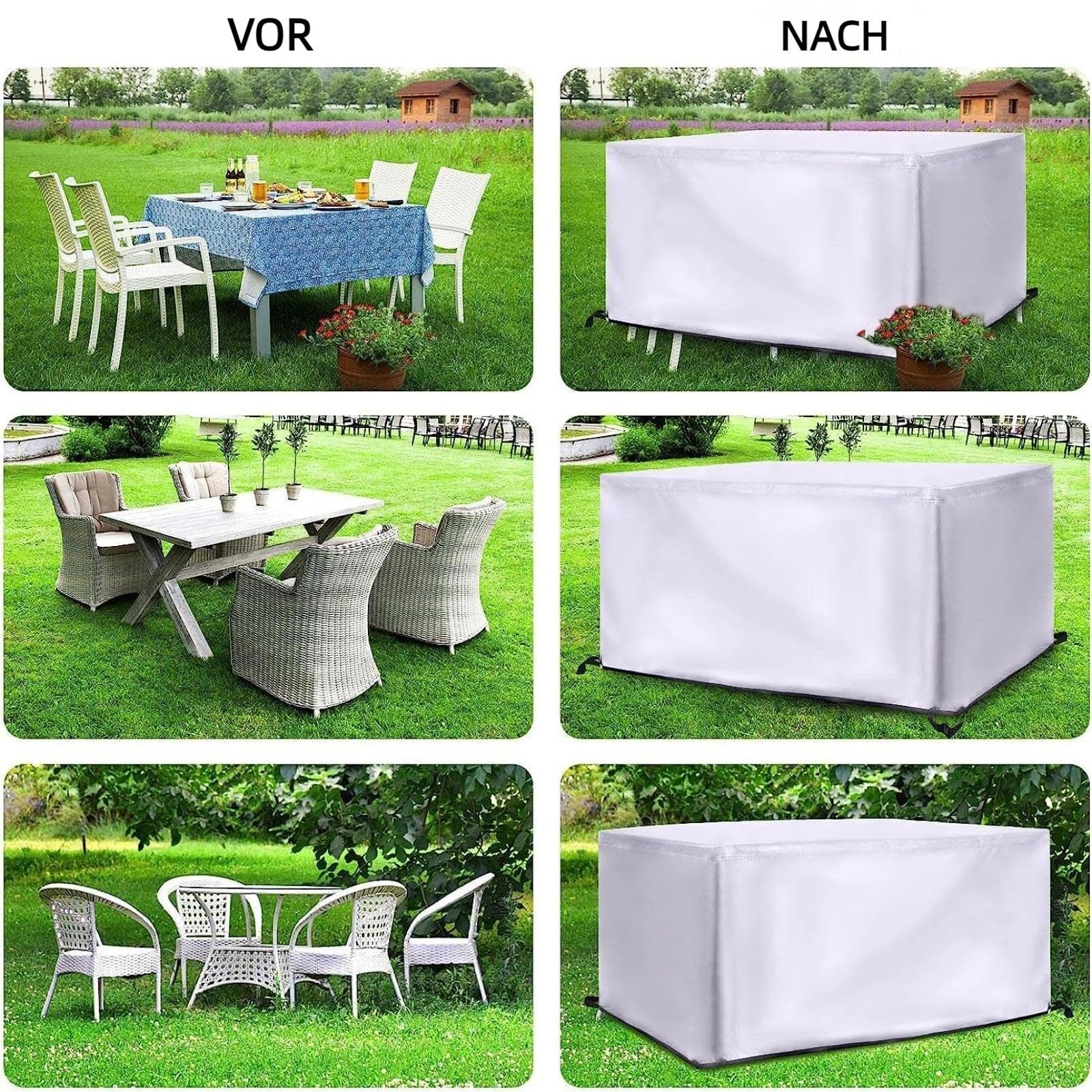 Cubierta para muebles de jardín resistente al agua, 200 x 100 x 75 cm, color plata, para muebles de jardín, resistente al viento, resistente al invierno, antirayos UV 600D, tejido Oxford,