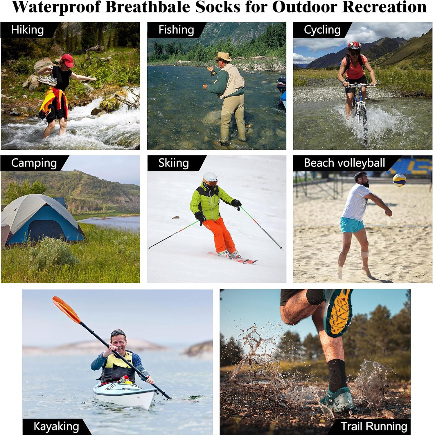 Merino Wool Waterproof Socks, 1 Pair Waterproof Hiking Socks for Hiking, Running -Breathable & Warm for All Seasons - Image 5