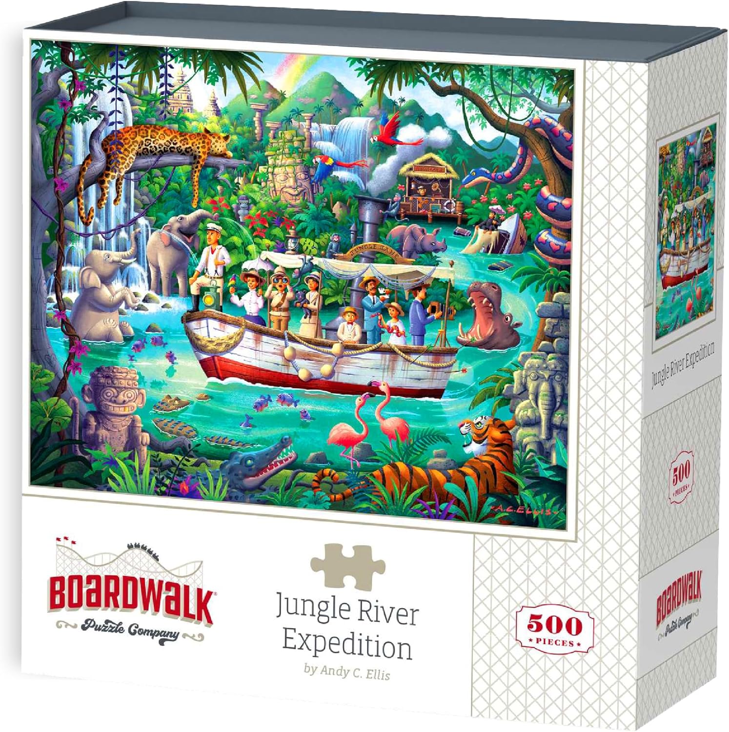Boardwalk Puzzles Jungle River Expedition - 500 Piece Jigsaw Puzzle for Adults, Made in USA