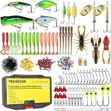 TRUSCEND Widely Used Fishing Tackle & Accessories Kit, Fishing Tackle Box with Tackle Included, Fishing Sinker Weight Hook Swivels Snap Leader Lures, Giftable Beginner Fishing Lures/Gear Set