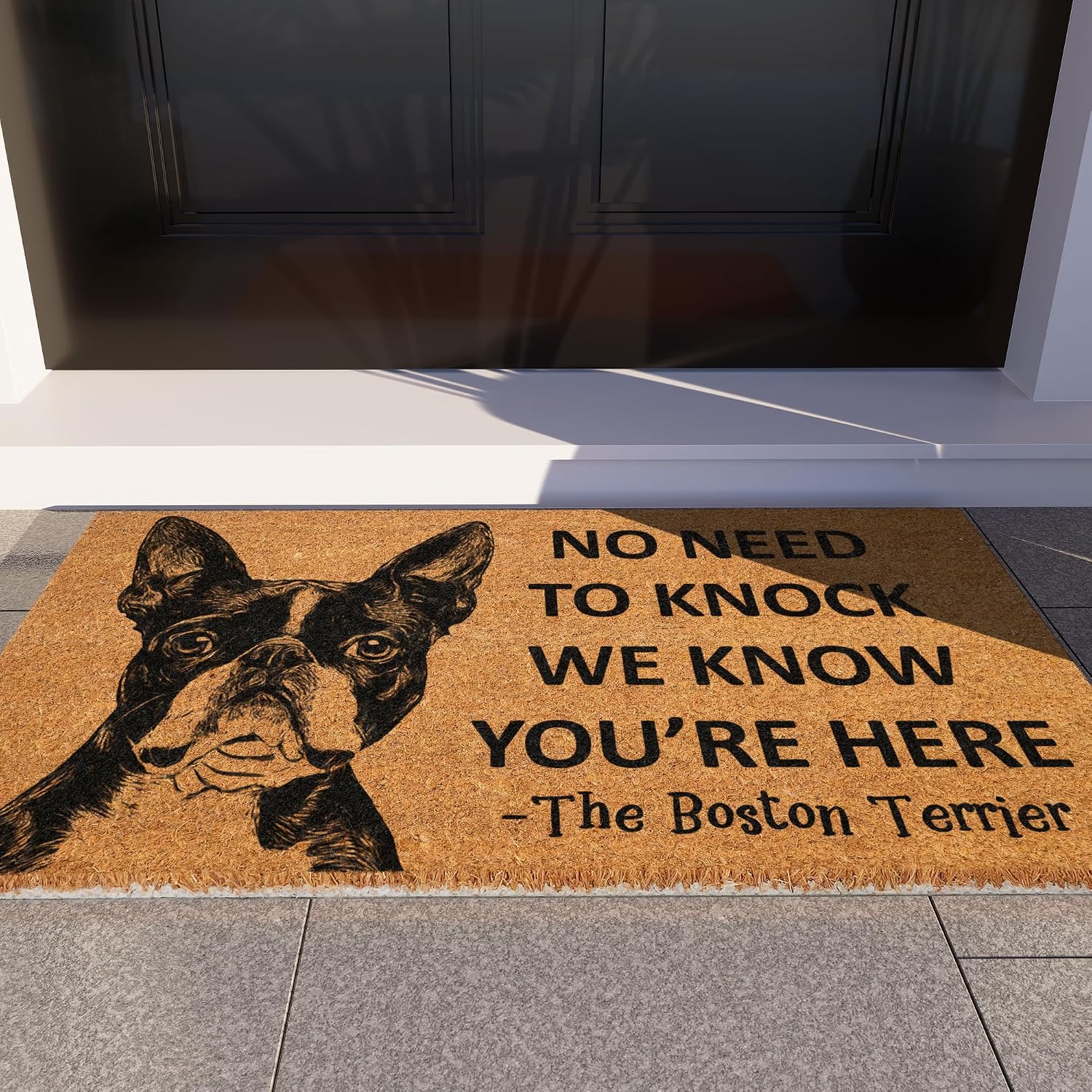 Boston Terrier Door Mat, Boston Terrier We Know You are Here Door Mats, Funny Doormat, Boston Terrier Welcome Coir Mats