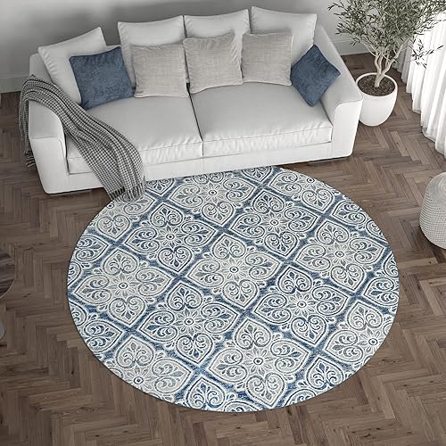 Miniatura 4 de Alfombra redonda moderna de 5.9 ft, alfombra de área interior, para sala de estar, comedor, dormitorio, cocina, entrada, contemporánea, alfombras