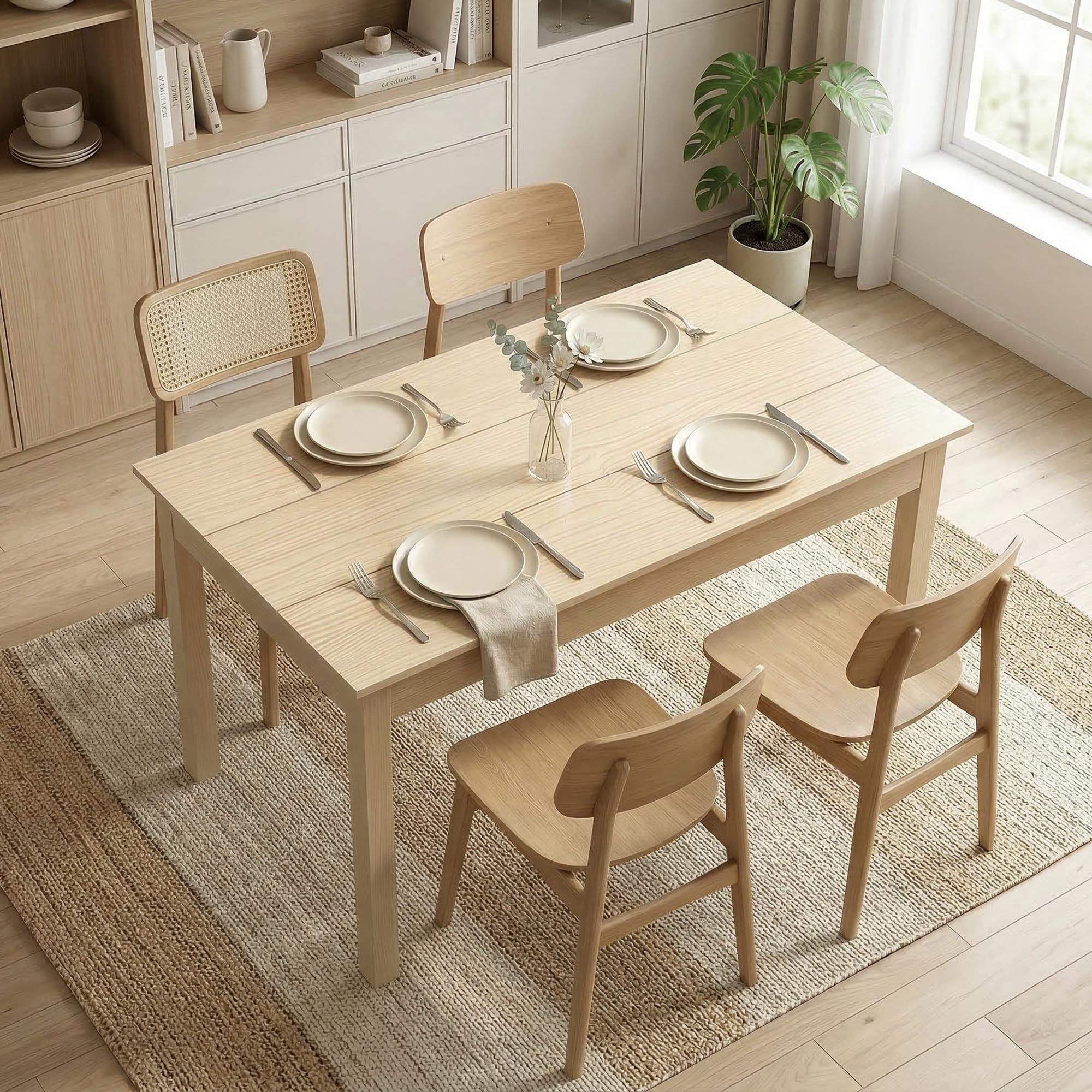HOMCOM Table de Salle à Manger Design Moderne Bicolore avec Grand Plateau 4-6 Personnes en Bois dim. 119L x 70l x 75H cm - en Bois, chêne