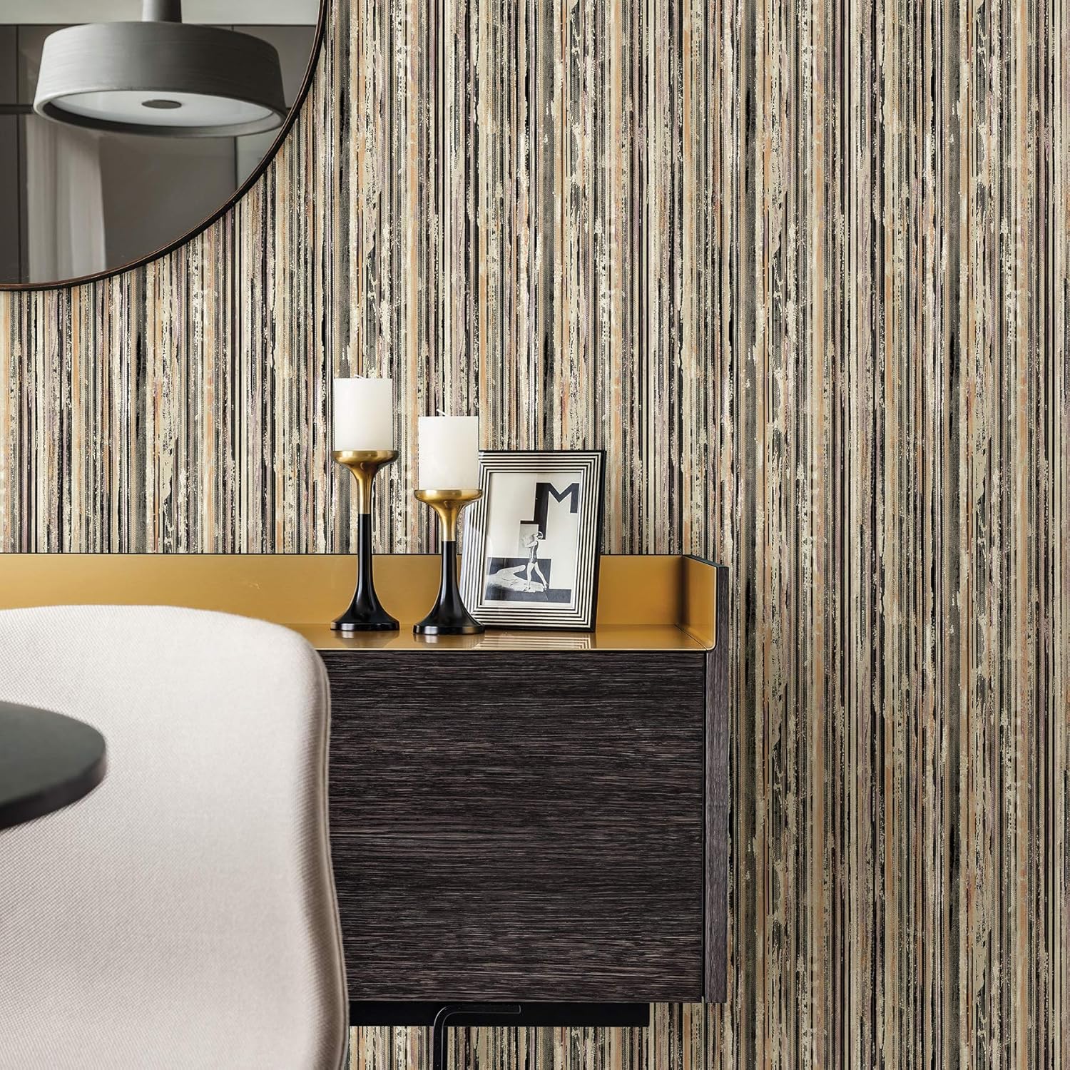 Advantage 2811-BLW20407 Taylor Beige Stripe Wallpaper