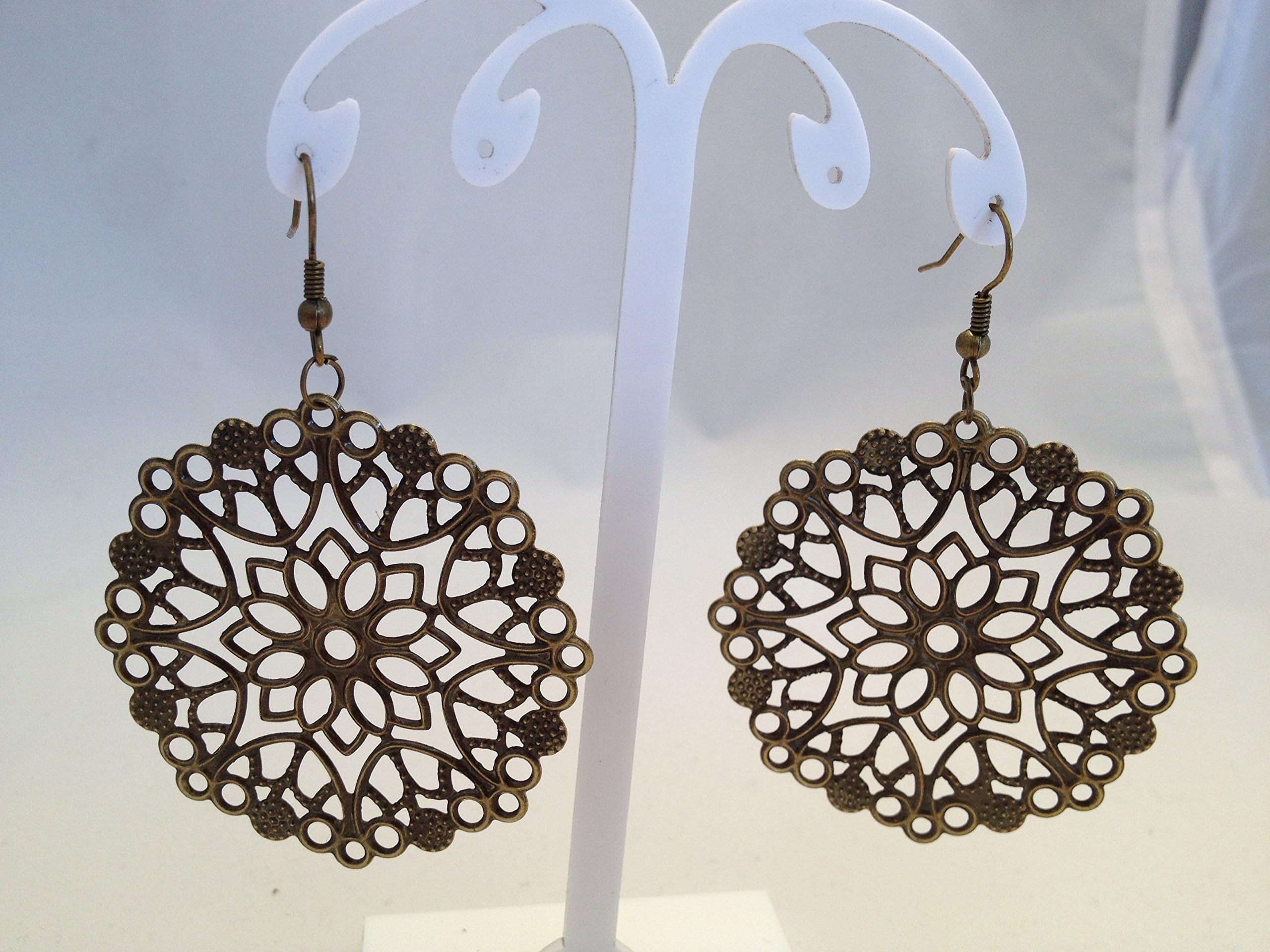 Bronze finish Medallion Earrings/birthday/wedding/anniversary/Valentines/Bridesmaid/Mother's day/Bridesmaid/Wife/Fiancée/Party wear