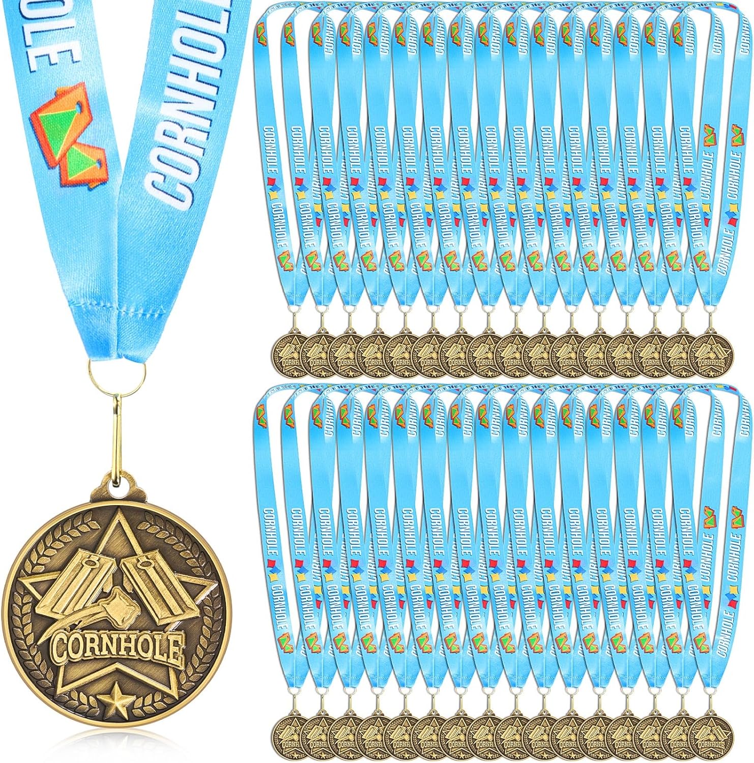 Award Medals 2'' Funny Awards Trophy with Neck Goat Madness March Basketball Football Swimming Ribbon Winner Prizes Bulk Gifts for Team Competitions Gift Party Favor