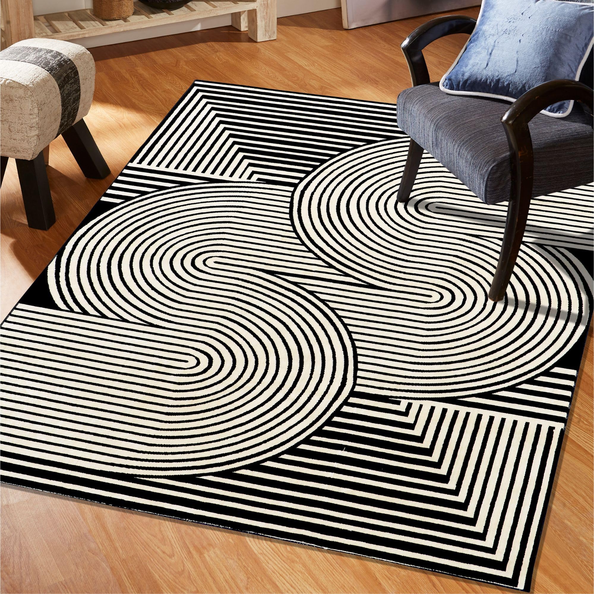 MODEFE 5x7 Ft Area Rug Black – Soft & Durable Carpet with Anti-Slip Backing for Living Room, Bedroom, Dining Area, or Home Décor – Versatile Floor Mat for Every Style-image-15