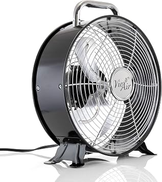 Vie Air High Velocity Powerful and Quiet Dual Speed Sleek Design Durable Metal Drum Fan, 12 W