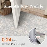 8x10 Lavable Zone Rug pour Salon Chambre Bleu Neutre Distrait Tapis Low Pile Soft Thin Tapis Salon Floral Non-dérapant Aspirateur Grand Étage Rug Pour Salle à Manger Intérieur