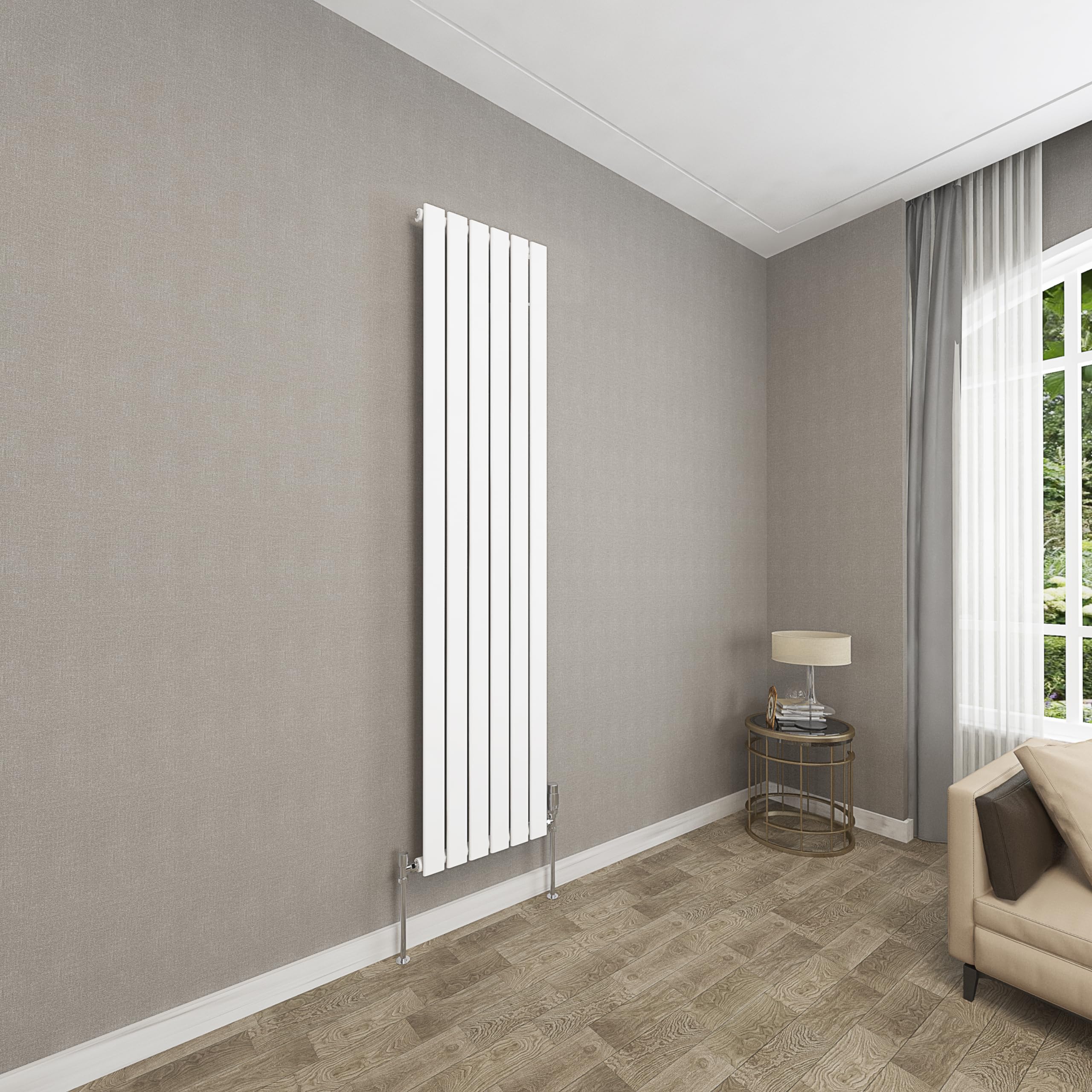 Sky bathroom | 1800x408mm Vertical Designer Radiators White Flat Panel Single Panel Central Heating Radiator