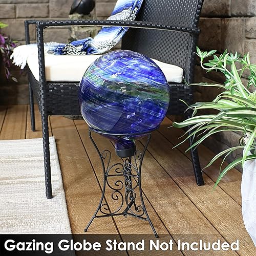 Miniatura 7 de Sunnydaze Globo de cristal para exteriores de 10 pulgadas, adorno reflectante para patio o césped, luces del norte, paquete de 2