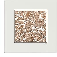 Vista 124 de O3 Design Studio Mapa de corte de papel Madrid negro mate de 20 x 20 pulgadas