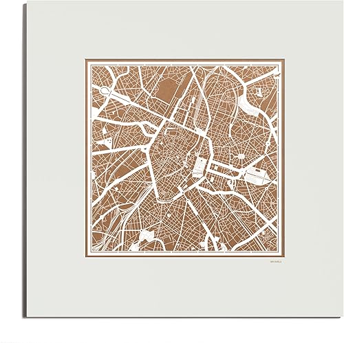 Miniatura 124 de O3 Design Studio Mapa de corte de papel Madrid negro mate de 20 x 20 pulgadas