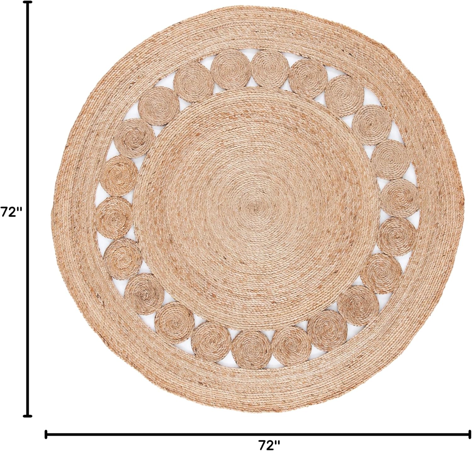 SAFAVIEH Natural Fiber Round Collection 6' Round Natural NFB247A Handmade Boho Country Charm Jute Area Rug