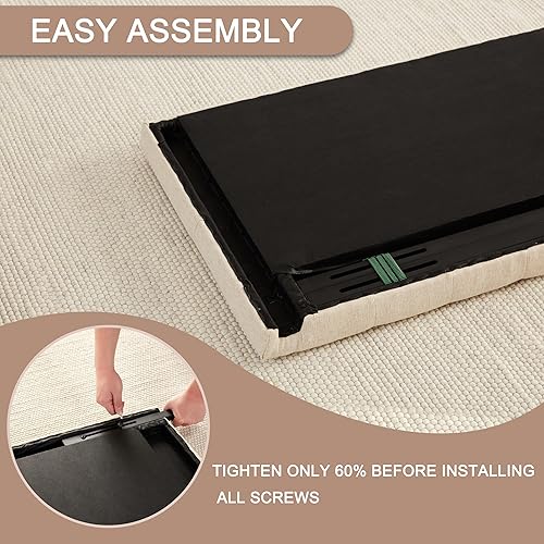 Miniatura 4 de Cabecera Tapizada Capitoné Tamaño Twin, Cabecero de Madera Maciza con Patas de Metal Duraderas, Altura Ajustable Cabecero Twin XL de 37" a 51