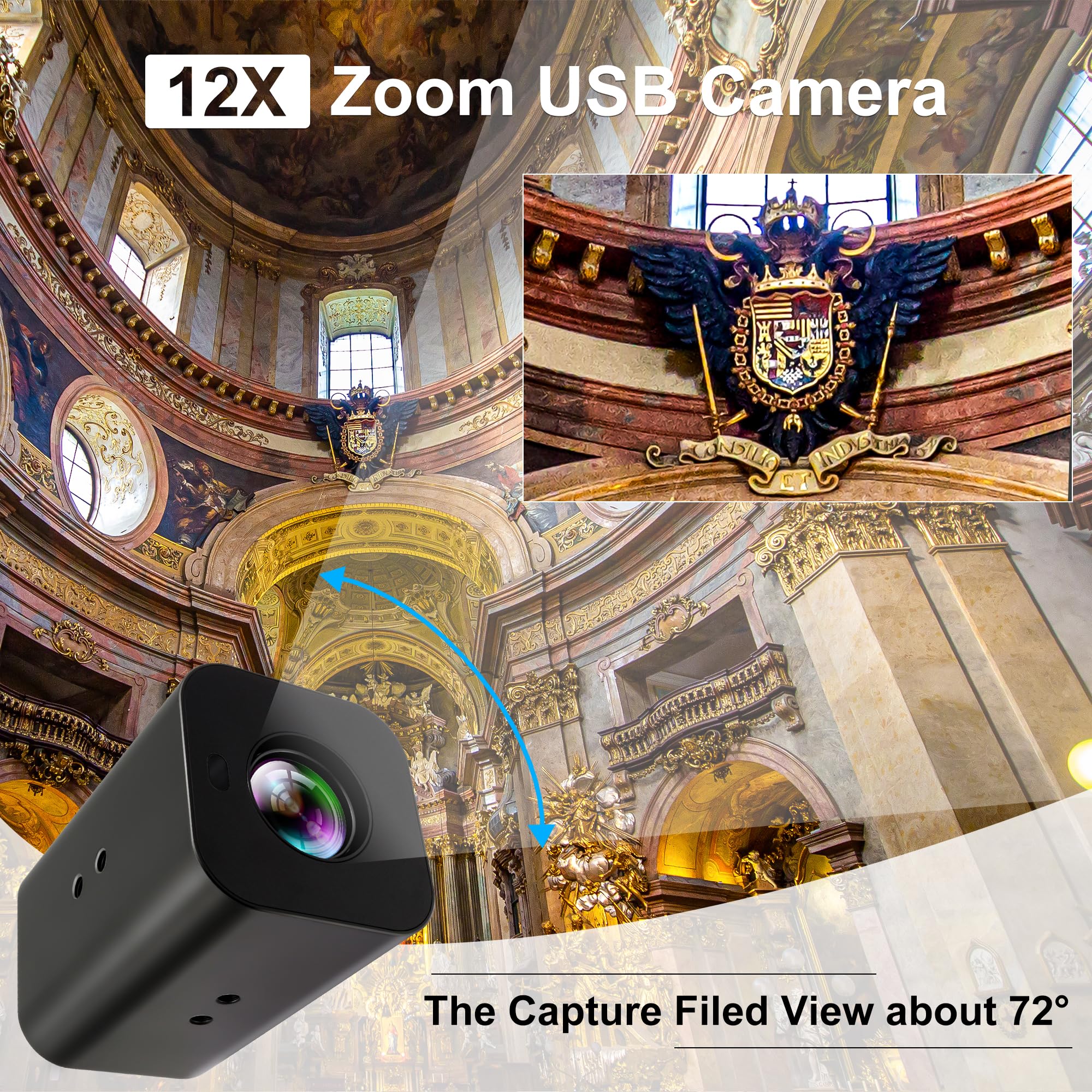 ELP HDMI 12x Zoom USB-Kamera 4K Autofokus 60FPS High-Speed-Webcam USB HDMI Simultane Ausgabe PC-Kamera Manueller Zoom Fernbedienung für TV, Projektor, Videokonferenzen, Kirchen-Streaming