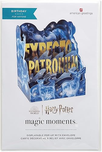 Miniatura 7 de American Greetings Tarjeta de cumpleaños desplegable de Harry Potter (cumpleaños mágico) Acordeón Quidditch,Expecto Patronum FINAL,Hedwig,Base de