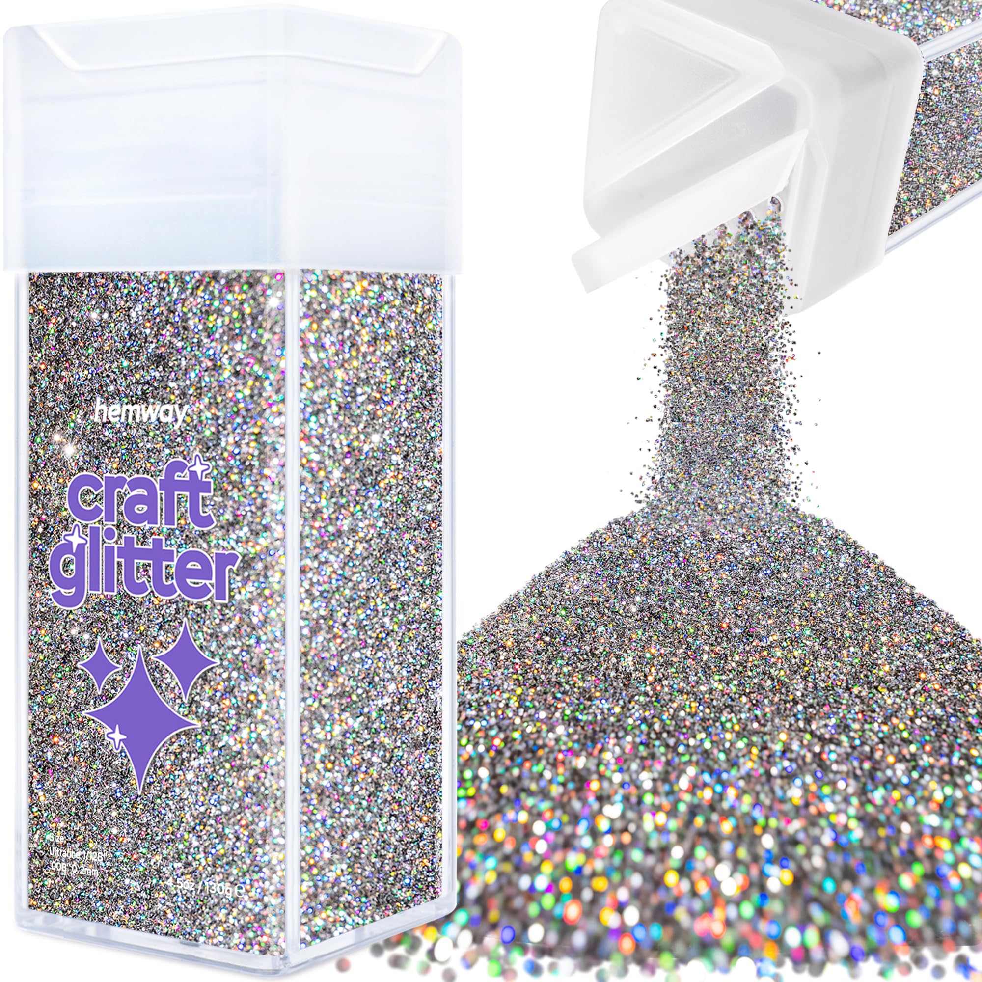 Purpurina gris metalizado holográfica ultrafina de 130g para manualidades y resina