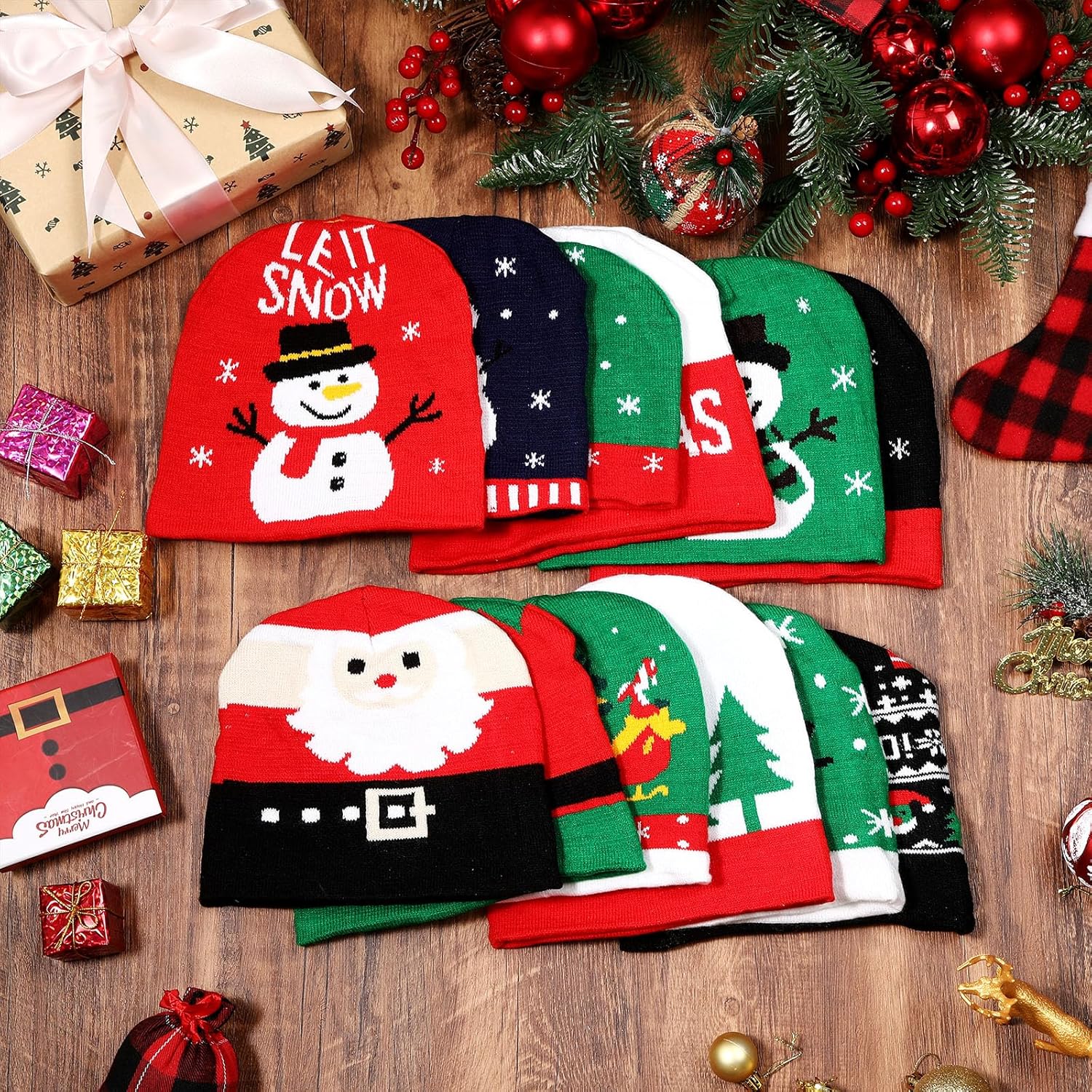 Christmas Beanie Hats Bulk Winter Knitted Beanie Hat Xmas Warm Cold Weather Caps for Men Women Christmas Party Gift - Image 6