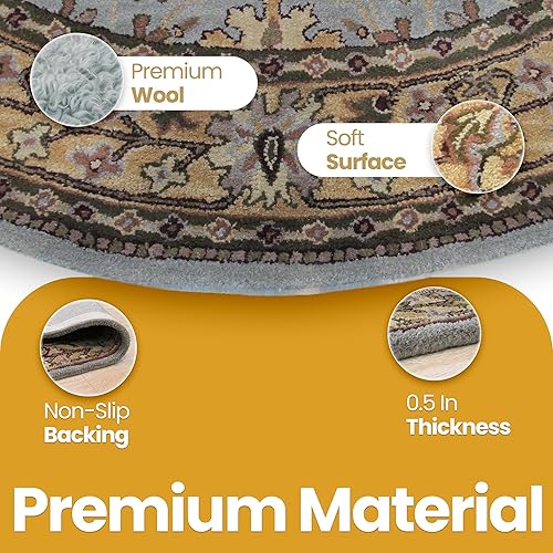 Miniatura 4 de EORC Alfombra de área para dormitorio y decoración del hogar, alfombra de lana hecha a mano que proporciona comodidad y belleza para el uso diario,