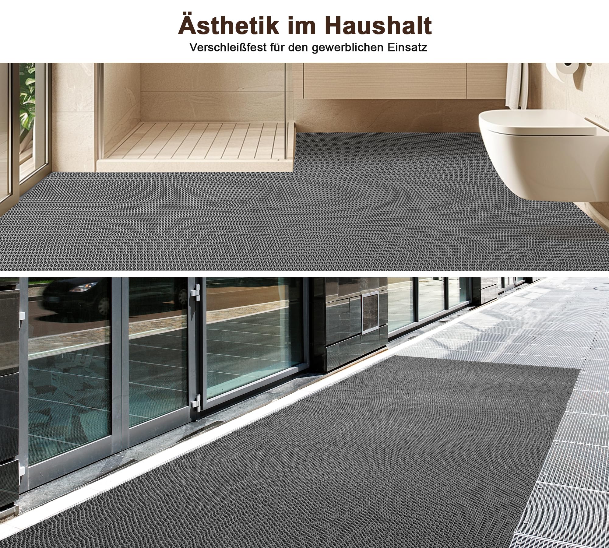 Nisorpa Commerciële pvc-drainagemat, voetmatten voor badkamer, netstof, kunststof vloermat, S-vorm, antislip rubberen matten, rol voor zwembad, hal (blauw