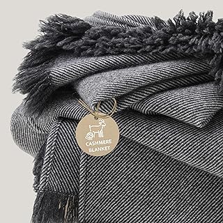 Double Stitch Cashmere Wool Throw Blanket, Mongolian Cashmere & Australi...