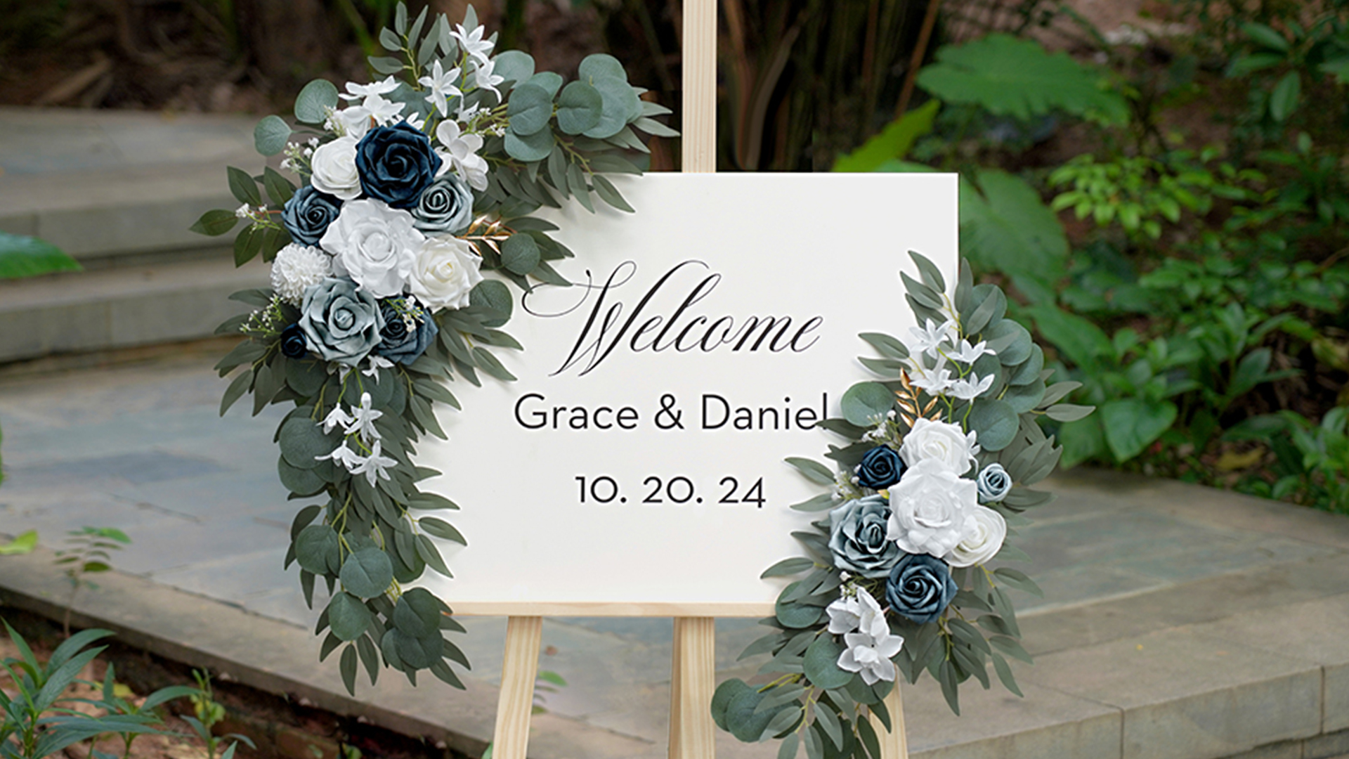 Amazon.com: Olalaka Dusty Blue Flower for Wedding Welcome Signs