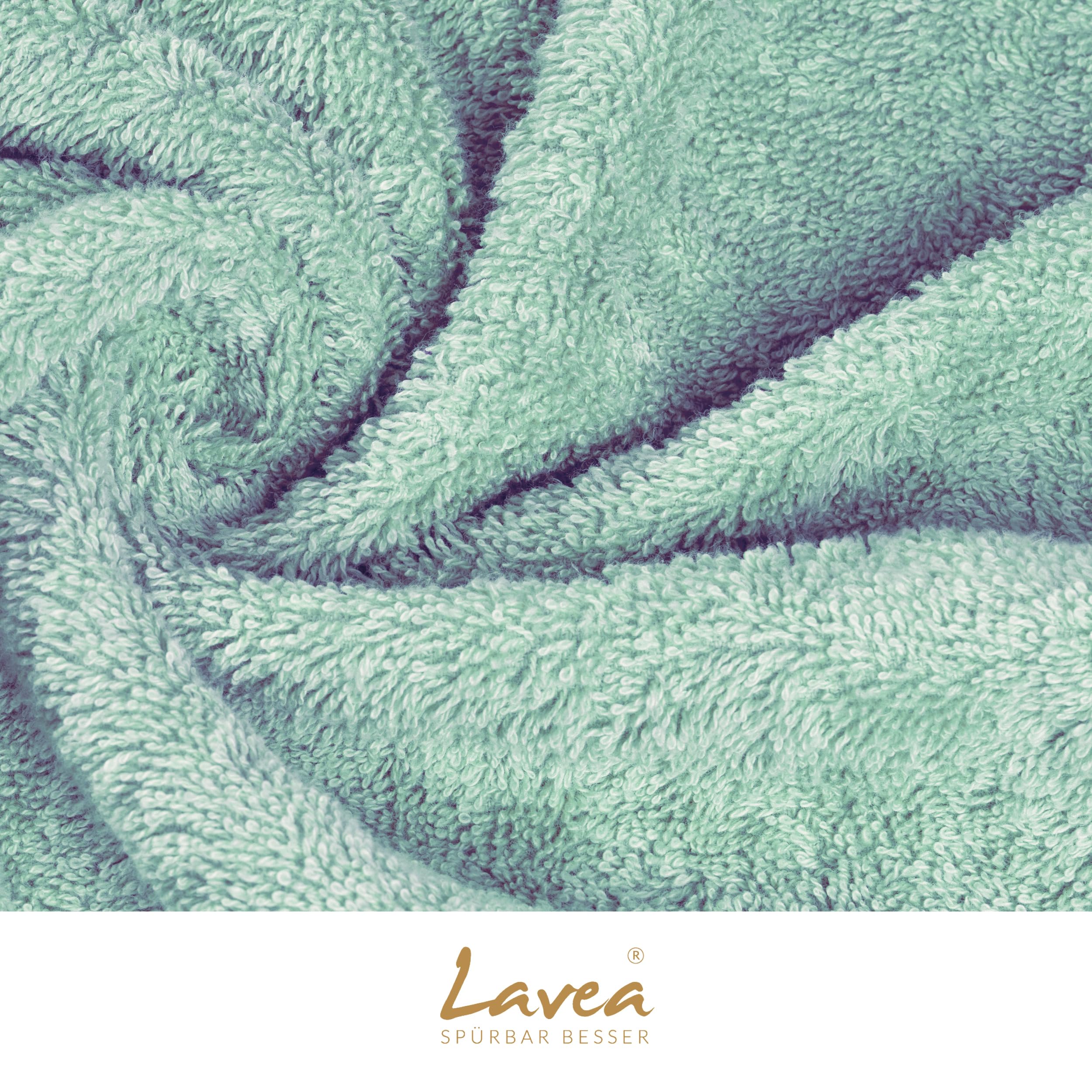 Lavea® Sydney 4er Handtücher Set, Handtuch Baumwolle, Frottee Fitness-Handtuch, 100% Baumwolle, OEKO-TEX Standard 100, weich und saugstark, waschbar bei 60 °C, Frottee, 4 Stück, 40 x 70 cm, Eukalyptus