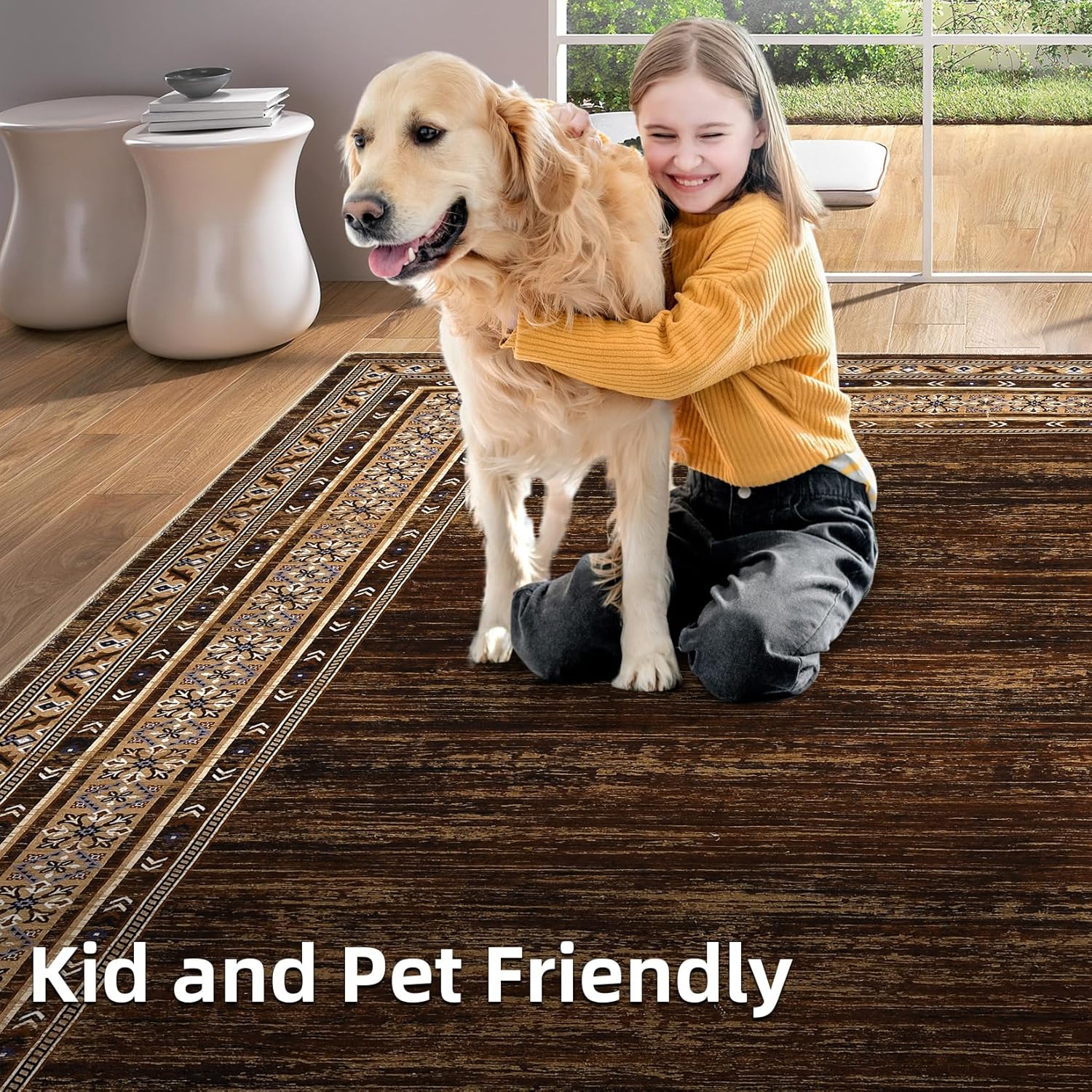 Garvee Washable 2x6 Hallway Runner Rugs, Soft Non Slip Kitchen Rug Carpet, Indoor Modern Geometric Rugs, Low Pile Throw Runner for Laundry Entryway Bathroom, Red Brown