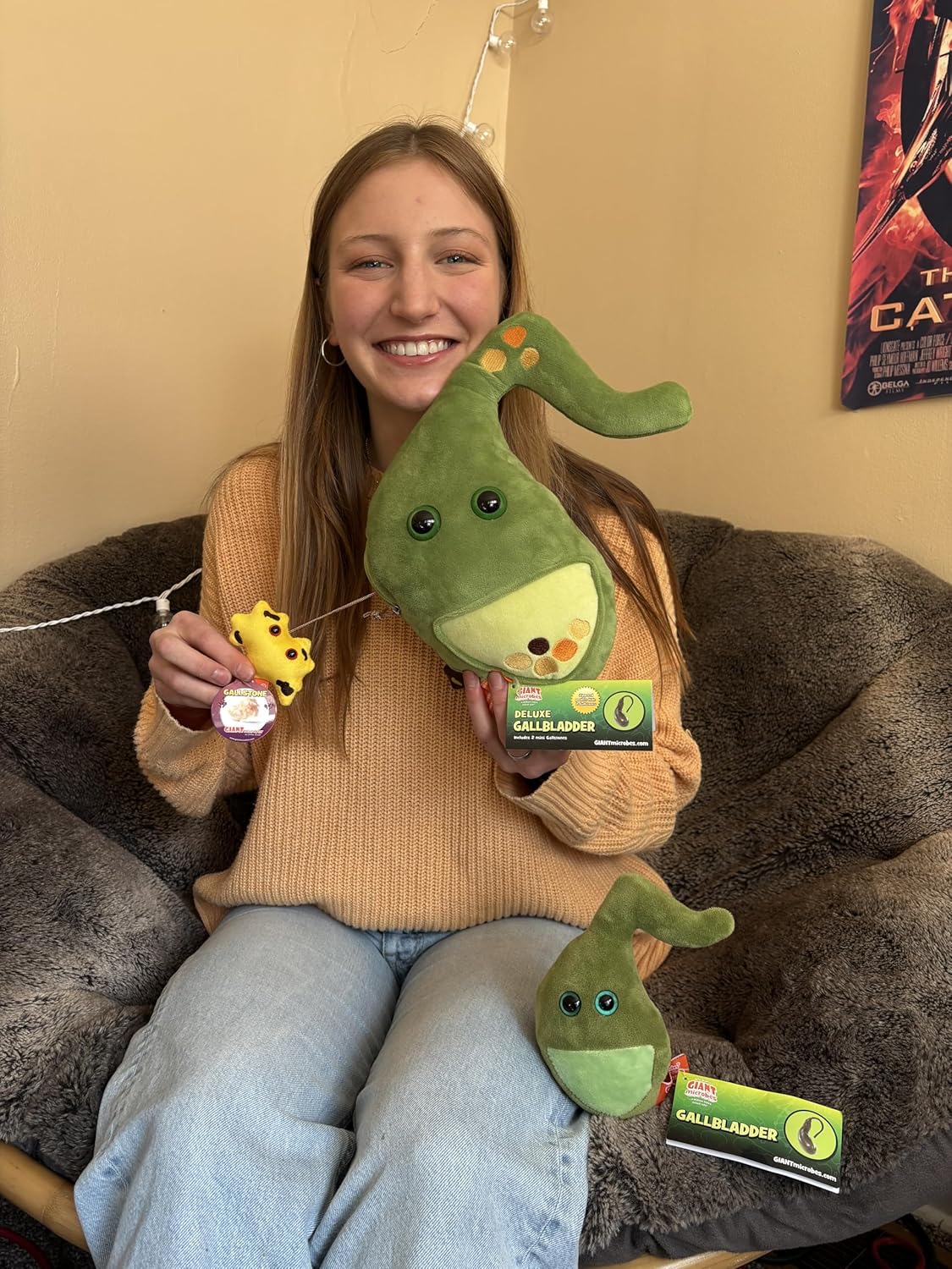 GIANT MICROBES Deluxe 14" Gallbladder Plush with Gallstones, Biology Stuffed Animal, Gallbladder Surgery Recovery Gifts, Gastroenterology Gifts, Get Well Gift, After Surgery Must Haves - Image 3