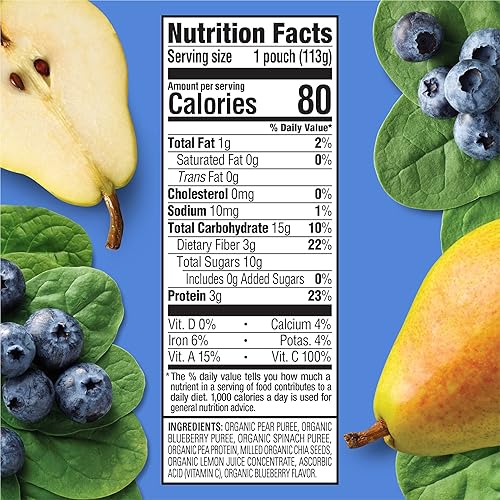Miniatura 10 de Happy Tot Organics - Fibra y proteína Etapa 4, pera, kiwi y col rizada, bolsa de 4 onzas (paquete de 16)