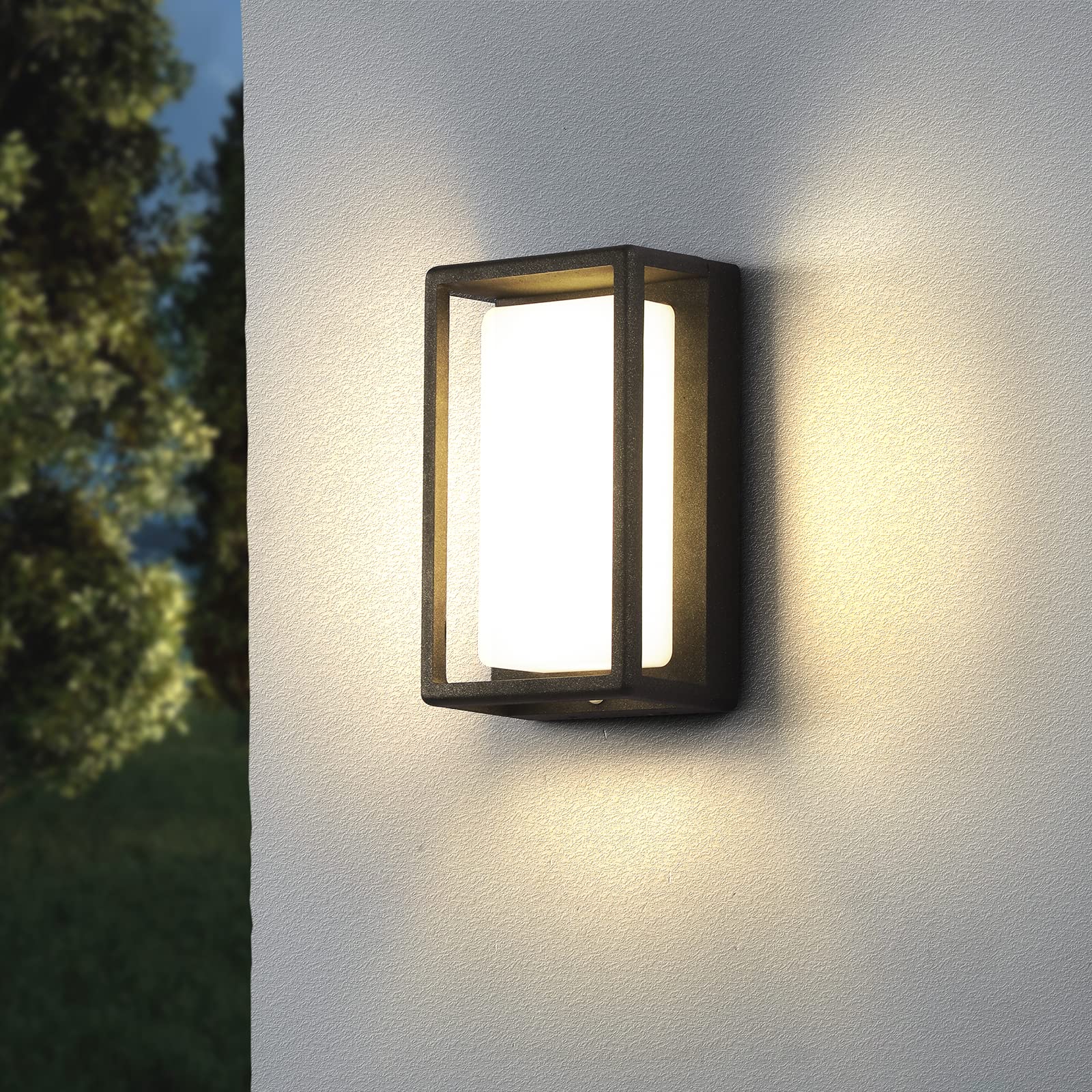 MVBT Modern Outdoor Solar Wall Light, LED Porch Patio Door Entryway Sconce Exterior Fixture Wall Lamp 3000K Landscape Lighting with No Wiring Required