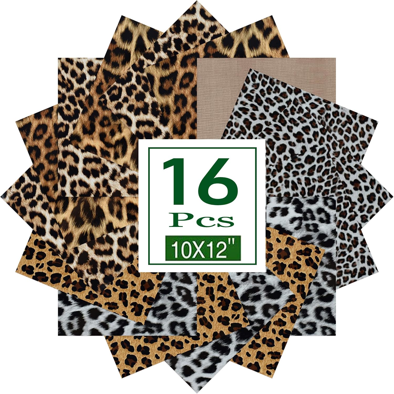 Christmas Buffalo Plaid Heat Transfer Vinyl 15 Sheets 12" x 10"Adhesive HTV Iron on Vinyl for DIY Iron on Fabrics T-Shirt,1Teflon Sheet (Leopard Patterned)