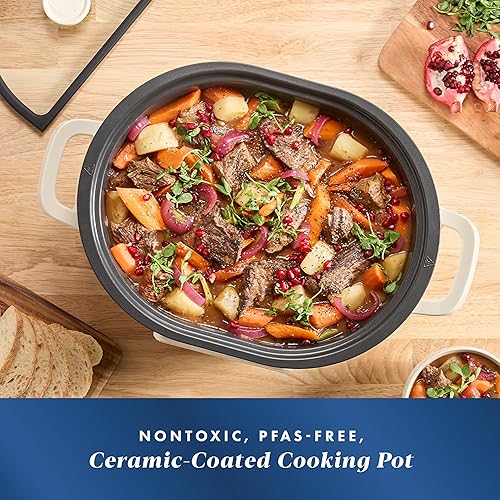 Miniatura 4 de Crock-Pot Olla antiadherente con revestimiento de cerámica de 8 cuartos de galón, compatible con multicocina multicomida, tamaño de 8 cuartos de