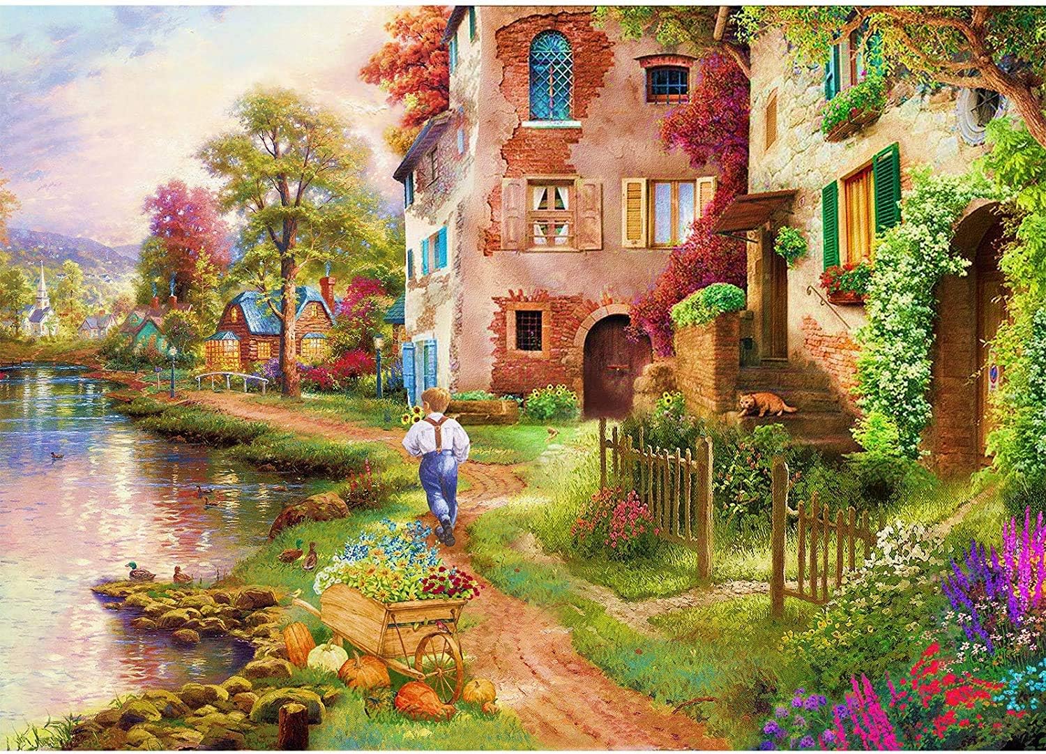 HUADADA Puzzle 1000 Pièces Adultes, Puzzle Paysage Cabane de Campagne