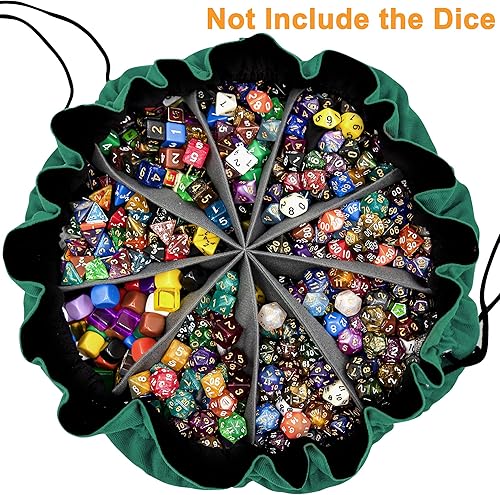 Miniatura 30 de SIQUK Bolsa grande para dados con bolsillos, bolsa de dados con cordón, bolsa de almacenamiento de dados DND, bolsa de dados de gran capacidad