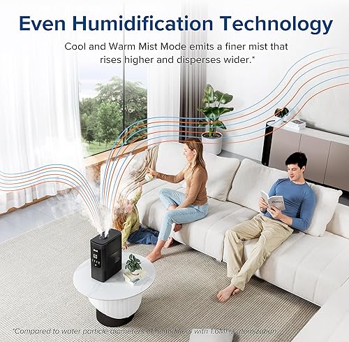 Miniatura 4 de LEVOIT Humidificadores inteligentes de niebla fría y cálida de 6 L para dormitorio del hogar, tiempo de funcionamiento de 60 horas y humedad Negro