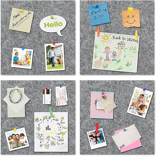 Miniatura 4 de AKTOP Tablón de anuncios de corcho de 12 x 12 pulgadas, azulejos de corcho de fieltro de 12 pulgada de grosor, paquete de 12 tablones cuadrados