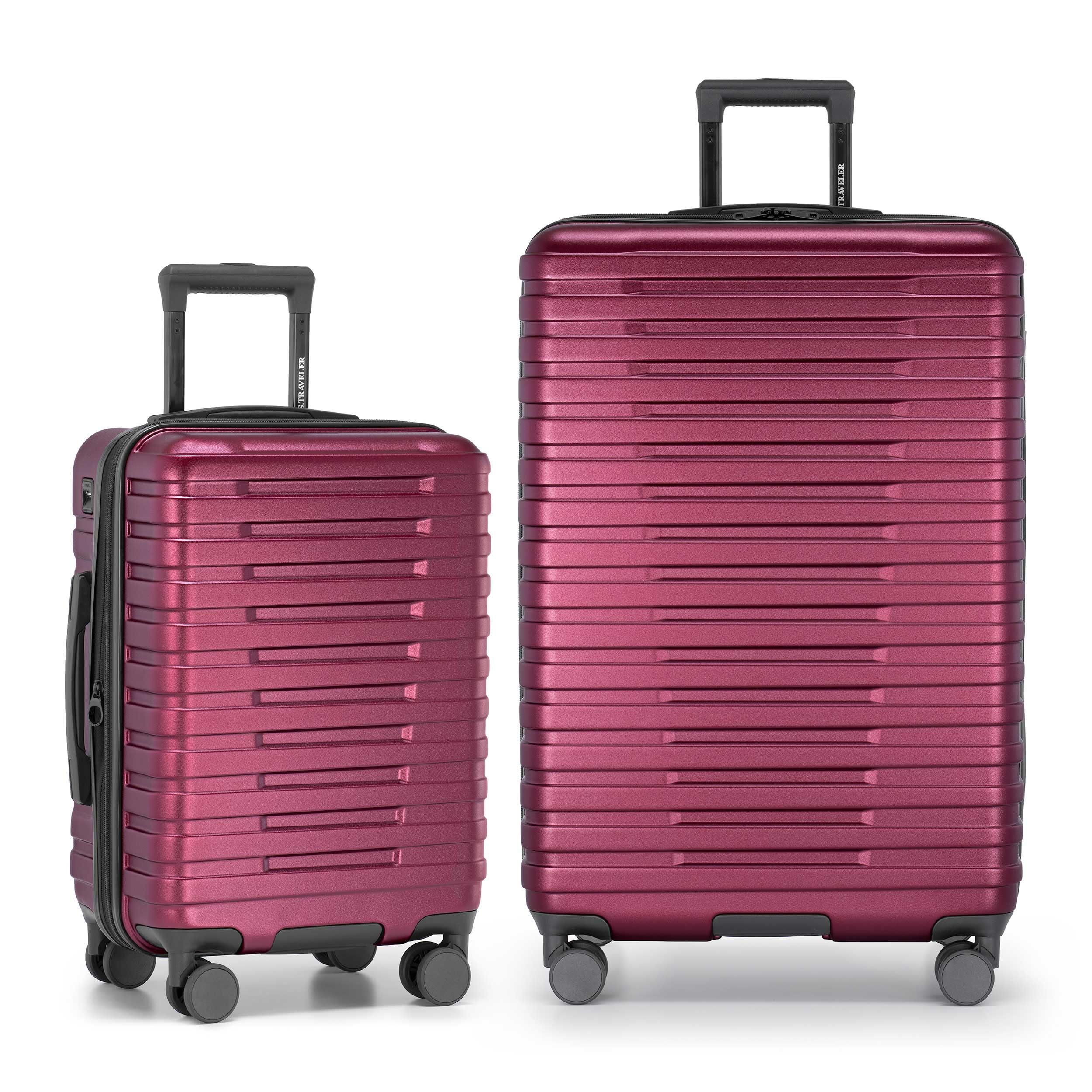 U.S. Traveler Boren - Equipaje de Viaje Resistente expandible con 8 Ruedas giratorias, Rojo metálico, Juego de 2 Piezas