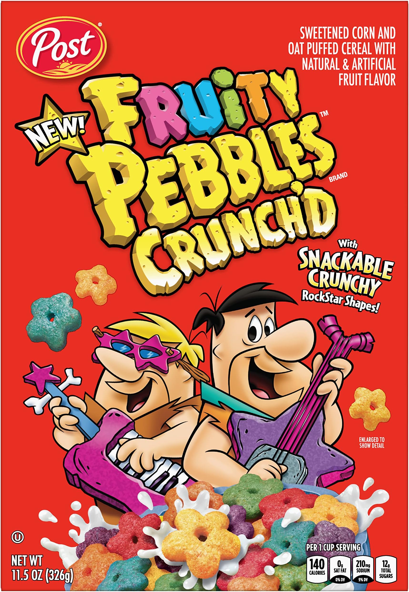 Post Fruity PEBBLES Crunch'D Cereal, 11.5 OZ Box