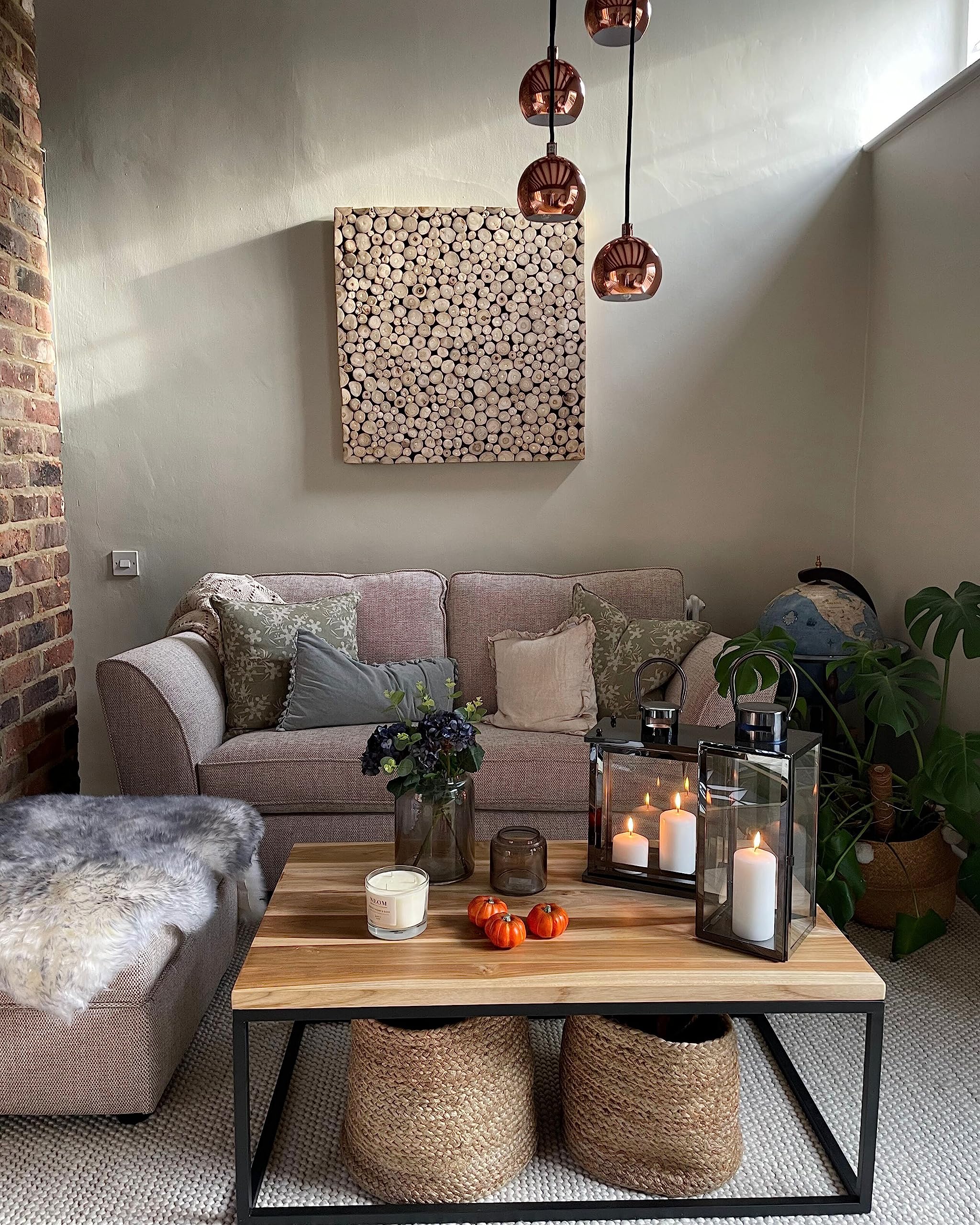 Stilvolle Wanddekoration Natur-Motiv Teakholz hellbraun 85 x 85 cm Twig