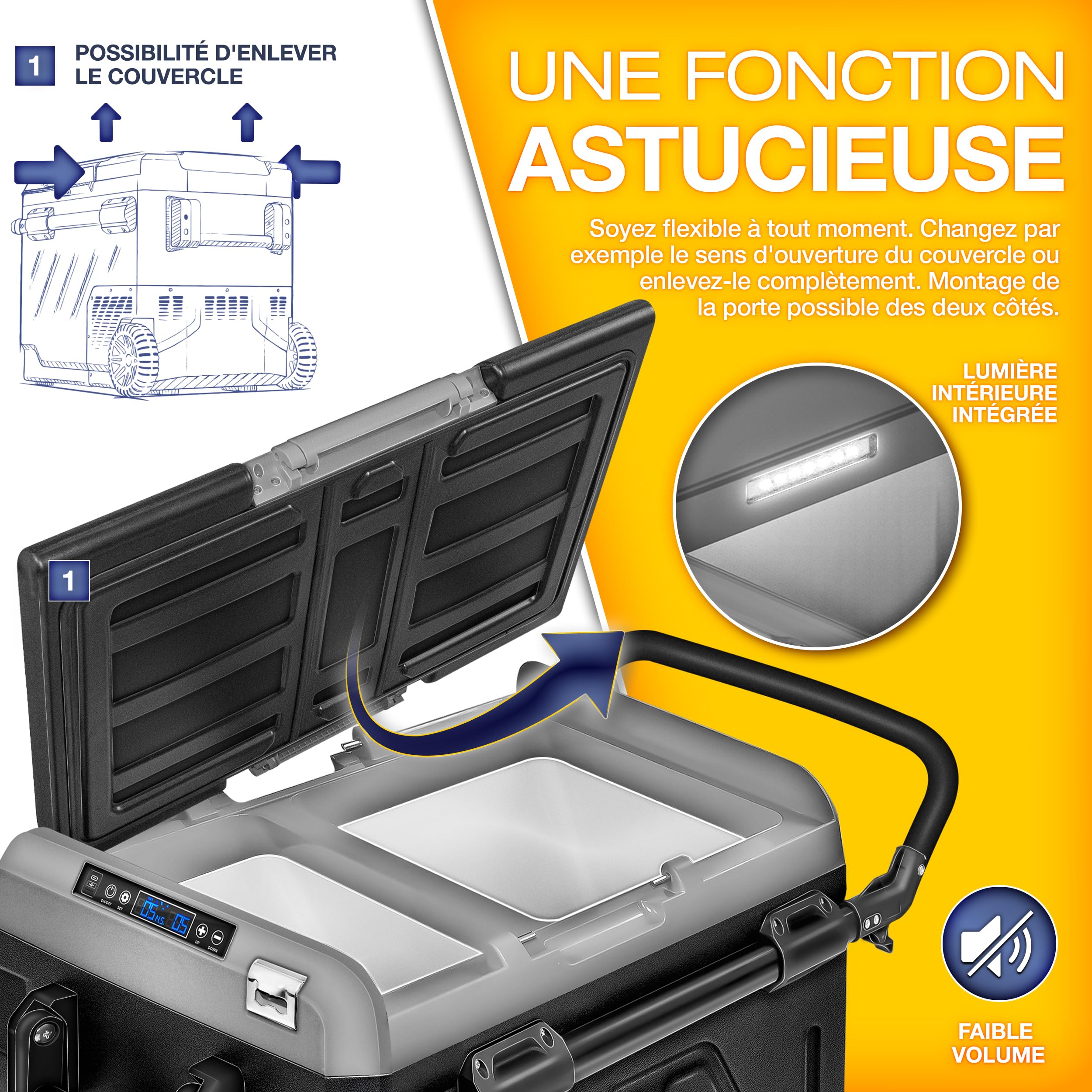 tillvex® Glacière à Compresseur | Congélateur Electrique avec Contrôle WiFi-APP, Port USB, 12/24 V 230V | Réfrigérateur jusqu'à -20 °C pour Voiture, Camion, Bateau, Camping-Car, Camping (Gris, 40 L)