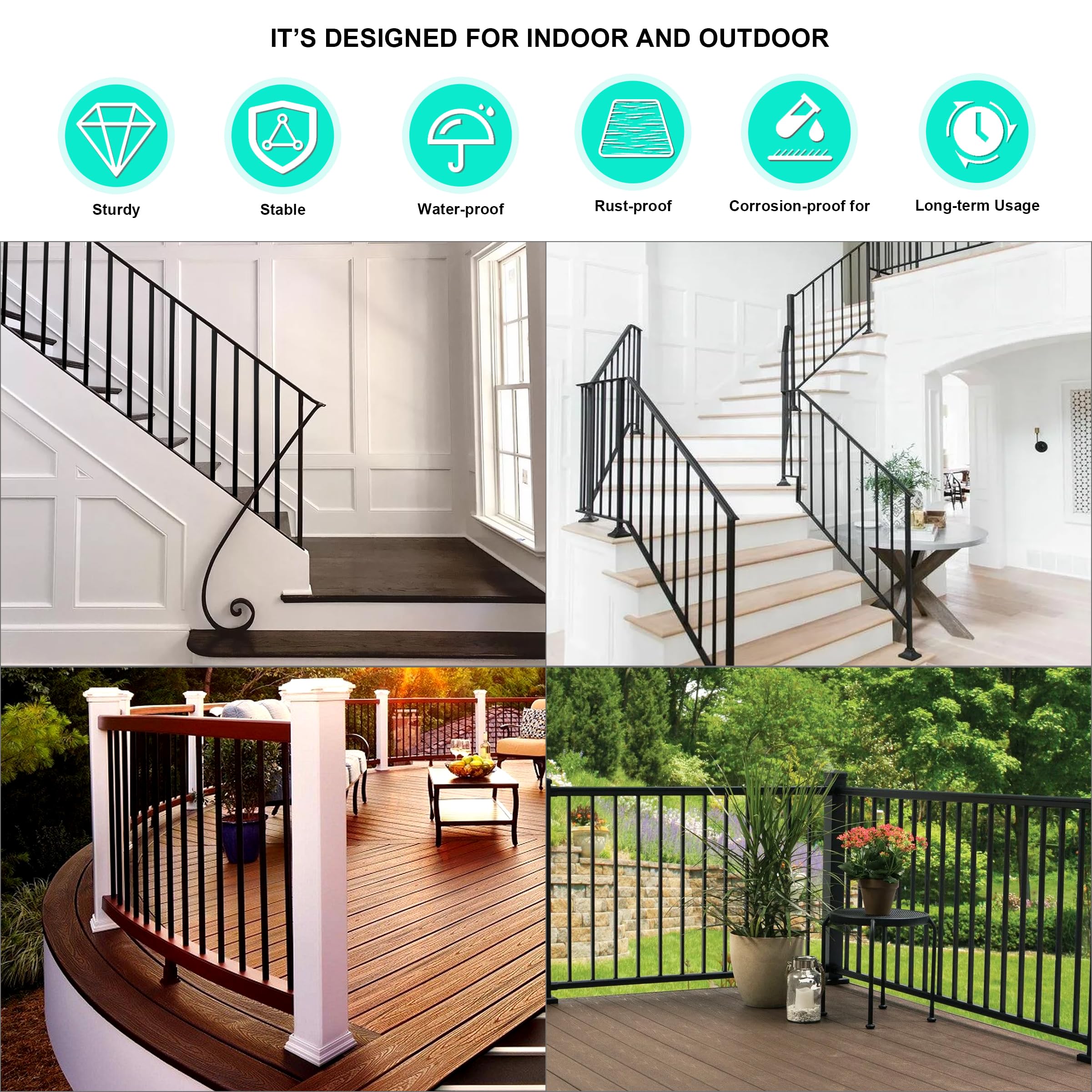 Snapklik.com : Deck Balusters, 36 Inch, Straight Flat Baluster, Black ...