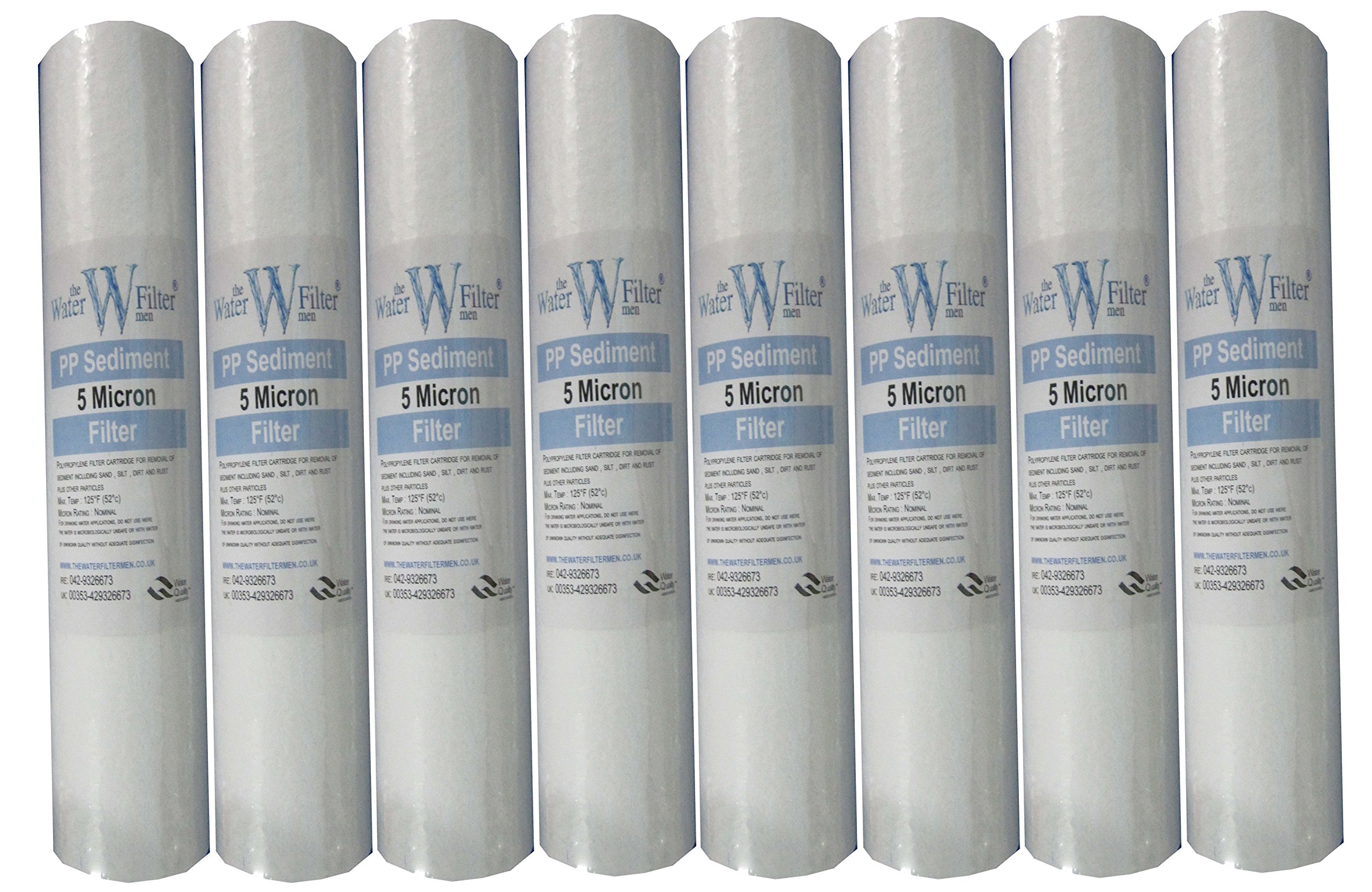 prefiltri para ósmosis inversa, 50,80 cm, Imhoff a 5 micrones, pack de 8, apto a todos los bahías de filtros de agua de 50,80 cm, para agua dura, tratamiento agua